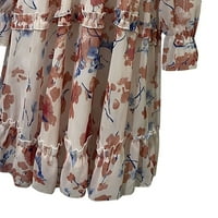 Amousa Fashion Ženski print V-izrez Srednji struk Ležerne haljina za tortu s kratkom haljinom