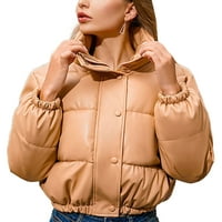 Glonme gumb prema dolje zadebljana jakna za žene kratke zimske jakne na puhače, casual pune zip mjehuriće