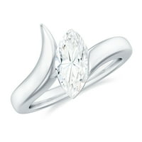 Marquise Cut Moissinite Solitaire zaručni prsten, zaobići prsten za žene, 14k bijelo zlato, US 5,50