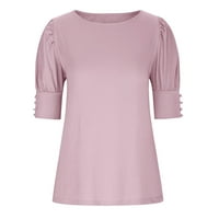 Ženski kratki rukav majica Casual Tunic Crew izrez Košulje Žene Modne boje Casual Okrugli vrat Kratki