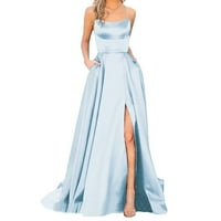 Huaai Prom haljine dame Žene Elegantne haljetne haljine duge haljine satenjka maturalna haljina bočna