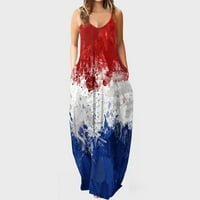 4. jula Američka zastava Ženske haljine Maxi sandresses za žene Casual Summer bez rukava duge vrećaste