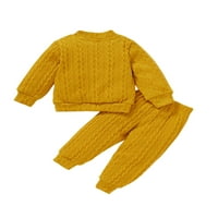 Diconna Baby Girl Odjeća odjeća za dojenčad Outfits Solid Color Dutter-down Pleteni kardigan i hlače