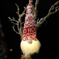 Sretan datum gnome božićni ukrasi sa LED svjetlom, crveni bivolski ček plastili švedski Tonte Xmas Gnomes