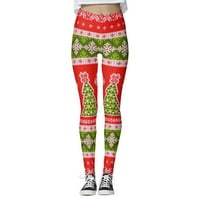Rovga Božićne hlače prilagođene mršave gamaše za trčanje Božić santa pilates ženske partijske pantalone