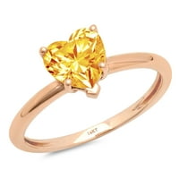 1. CT Sjajno srce Clear Simulirani dijamant 18k ružičasto zlato pasijans prsten sz 10.25
