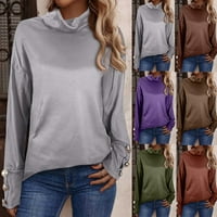 Žene Ležerne prilike navodnici Čvrsta boja Turtleneck dugih rukava Slouchy pletene džempere Pulover