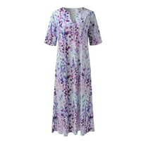 HHEI_K Ljetne haljine za žene Modni ženski labavi pozicionirani gumb Midi haljina