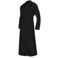 Muški kaput dugih rukava dugačak kaput čvrsta boja za slobodno vrijeme zima jednostavan topli kaput