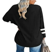 Rejlun Ženski prugasti pulover Basic Plain majica Loungewebru Tunic Bluza Black XL