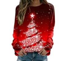 Crewneck Dukseri za žene Božićni pulover za tisak Ležerne prilike Ležerne prilike dugih rukava Majica
