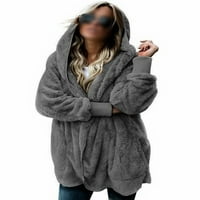 Ženska jakna Cardigan odjeća s dugim rukavima kapute Žene Ležerne prilike zime topli tamno sivi xxl
