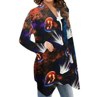 FESFESFES Clearence Women s dugim rukavima Kardigan Halloween bundeve print Cardigan Jesen Bluza