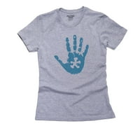 Plava ruka s autizmom - Autizam Asperger podržava žensku pamučnu sivu majicu