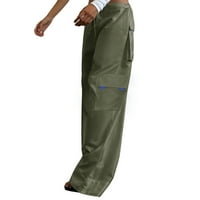 FIOMVA Žene Ležerne prilike široke nogalne hlače za vuču niske struke Solid boja labave pantalone sa