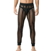Elaililye modne muške hlače elastična struka seksi solidne boje casual mrežice prugaste prozračne hlače