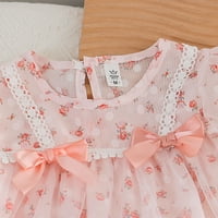 Djevojke toddlere haljine kratki rukav luk čipkani haljina cvjetna print princeza haljina za djecu