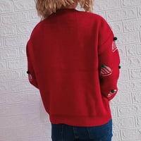 Absuyy dukseri za žensko čišćenje pletena pulover s dugim rukavima Crewneck Božićni džemper gornji crveni