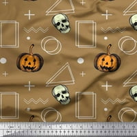 Soimoi Georgettte viskoza geometrijski oblik, bundeva i lubanja Halloween Print tkanina od dvorišta