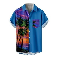 Majice na plaži za muškarce Ležerne tipke dolje majice Zemlja Global Print Kratki rukav Havajska košulja