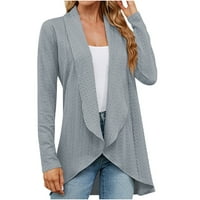 Virmaxy Cardigan džemperi za žene modni čvrsti boja labavi ugradnju kardigan s dugim rukavima Otvori