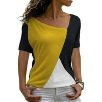 Moonker ženske vrhove majice za žene rukav patchwork color svakodnevno bluza majica TOP Splice kratka