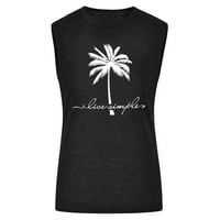 Ženska akautorsko rezervoare Top prozračne majice Crewneck Tunic Live Simple Vest Palm Tree Ispis Tees