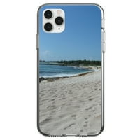 Distinconknk Clear Shootofofofofofoff Hybrid futrola za iPhone Pro - TPU branik, akril nazad, zaštitni ekran od kaljenog stakla - scena na plaži Akumal Meksiko