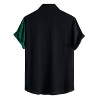 Pgeraug muška majica patchwork vrhovi kratkih rukava okrenite košulje na ovratniku za muškarce zelene