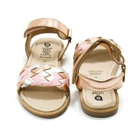 Old Ćelaci Girls Tripelie Podesive kožne sandale, bakra srebrna Biserizirana ružičasta, SAD SAD