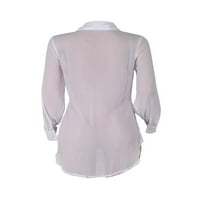 Avamo ženska bluza Pogledajte kroz vrhove bočnih proreza košulja Radna ležerna tunika majica seksi šifon bijeli xl