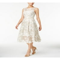 Paperwel Womens bijeli bez rukava Midi fit + flare svečana haljina 4