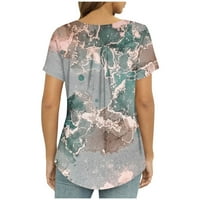 Žene vrhovi Henley casual bluza Grafički ispisi Žene Ljetne košulje s kratkim rukavima Grey XL