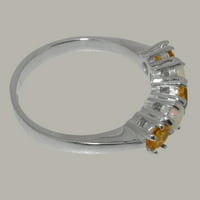 Engleski izrađen 10k bijeli zlatni prirodni citrinski citrinski citrinski i opal ženski vječni prsten