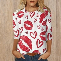Ženska modna majica za Valentinovo zapisane majice ruševi okrugli vrat casual tops tietoc