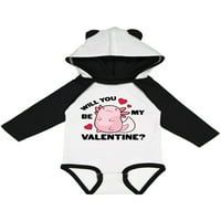 Inktastic axolotl Hoćete li mi biti valentin s crvenim srcima poklon dječaka za bebe ili djecu s dugim rukavima dugih rukava