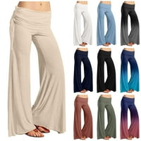Flowy Hlače za žene gradijentne čvrste boje pantalone za crtanje široke noge hlače, svijetlo plava l