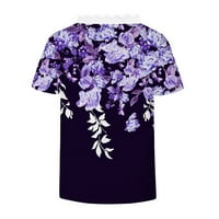 Ženski vrhovi V-izrez cvjetna bluza Ležerne dame Modni kratki rukav Ljetni tunic TOPS PINK XL