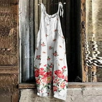 Posteljine Hlače Žene Proljeće Ljeto Ležerne prilike modne hlače bez rukava Kombin cvjetni ispis zavoj