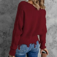 Pad ušteda za uklanjanje zboja za žene modni seksi dukseri za nepravilni pulover od pulover pune boje