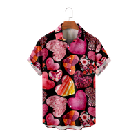 Pink Love Heart Ljeto Moda 3D košulje Dječaci Muška prevelika plaža Kids Kids Majica Kratki rukav Ispis
