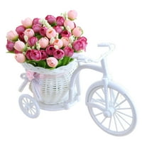Duhgbne Fashict Cvijeće Rattan bicikl Cvijeće svilene cvijeće Vrt Nostalgični biciklistički tricikl