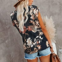 Ženski vrhovi grafički otisak v-izrez bluza Ležerne dame Ljeto Tunika vrhovi kratkih rukava modni vino XL