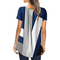 Bluze za slobodno vrijeme Slabo rukav grafički otisci vrhovi V-izrez moda za žene plave s