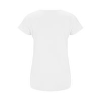 Entyinea Žene vrhovi uzročni v vrat majice kratkih rukava dolje pletene tuc vrhove bijeli xl