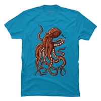 Octopus muški tirkizni plavi grafički tee - Dizajn ljudi L
