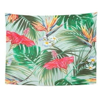 Plavo cvjetno tropsko ljeto sa egzotičnim cvijećem Palmi lišće džungle LEAFISCUS Wall Art Viseći tapiserija