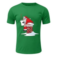 Odjeća za muškarce Muške modne slobodno vrijeme Sport Zeleni božićni pamuk Santa Digital Print majica