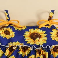 Dojenčad ljetna odjeća odijela suncokret za ispis ruffles rezervoar za rezanje titla u boji s kaišnim