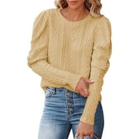Dukseri za žene jesen i zimski ležerni okrugli vrat pulover bluza čvrsto pletenje dugih rukava dugih